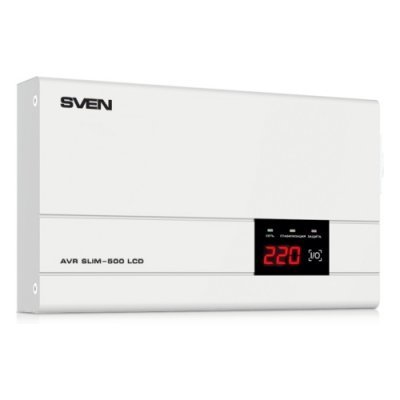    SVEN Stabilizer SLIM-500 LCD, Relay, 400W, 500VA SV-012809