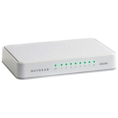 Коммутатор Netgear GS208 (GS208-100PES) Коммутатор Netgear GS208 (GS208-100PES)Коммутаторы Netgear<br>NETGEAR 8 x 10/100/1000 Mbps switch NEW DESIGN<br>