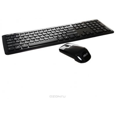 Комплект клавиатура+мышь Asus W3000 черный USB (90-XB2400KM00060) комплект беспроводной клавиатура мышь asus w2000 usb черный 90xb005s bkm050