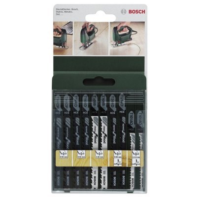 Пилка для лобзика Bosch 2609256744 (2609256744) Пилка для лобзика Bosch 2609256744 (2609256744)Пилки для лобзиков Bosch<br>Набор из 10 лобзиковых пилок для распиловки древесных материалов. В нем собраны 5 типов полотен для различной обработки ДСП и мягкой древесины: T 144 D – грубые пропилы, T 244 D – изогнутые пропилы, T 101 B – чистые пропилы, T 101 AO – чистые криволинейные пропилы, T 144 DP – точные угловые пропилы. ...<br>