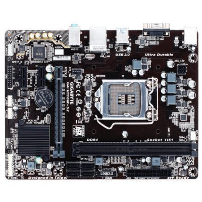 Материнская плата ПК Gigabyte GA-H110M-S2 (GA-H110M-S2) Материнская плата ПК Gigabyte GA-H110M-S2 (GA-H110M-S2)Материнские платы ПК Gigabyte<br>Gigabyte GA-H110M-S2 (Socket 1151, intel H110, 2*DDR4, VGA, PCI-Ex16, Gb Lan, Audio, USB 3.0, SATA 3.0, mATX)<br>
