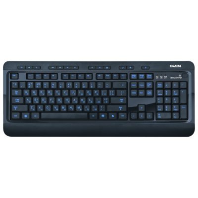 Клавиатура SVEN Comfort 7600 EL черный (SV-03107600) Клавиатура SVEN Comfort 7600 EL черный (SV-03107600)Клавиатуры SVEN<br>проводная клавиатура<br>интерфейс USB<br>для настольного компьютера<br>классическая конструкция<br>клавиш: 117, дополнительных: 13<br>