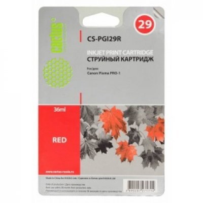 Картридж совместимый для струйных принтеров Cactus CS-PGI29R красный для Canon Pixma Pro-1 (36мл) (CS-PGI29R) Картридж совместимый для струйных принтеров Cactus CS-PGI29R красный для Canon Pixma Pro-1 (36мл) (CS-PGI29R)Картриджи совместимые для струйных принтеров Cactus<br>Картридж струйный Cactus CS-PGI29R красный для Canon Pixma Pro-1 (36мл)<br>