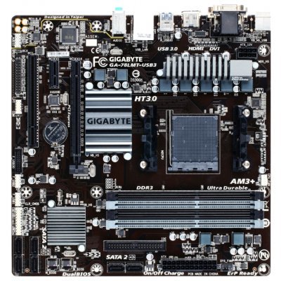 Материнская плата ПК Gigabyte GA-78LMT-USB3 (rev. 6.0) (GA-78LMT-USB3V6.0) Материнская плата ПК Gigabyte GA-78LMT-USB3 (rev. 6.0) (GA-78LMT-USB3V6.0)Материнские платы ПК Gigabyte<br>материнская плата форм-фактора microATX<br>сокет AM3+<br>чипсет AMD 760G<br>4 слота DDR3 DIMM, 1066-1333 МГц<br>разъемы SATA: 3 Гбит/с - 6<br>