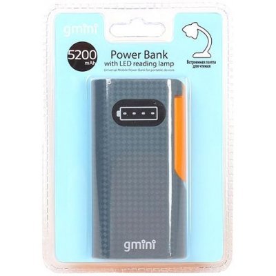 Внешний аккумулятор для портативных устройств Gmini GM-PB052L черный (GM-PB052L) Внешний аккумулятор для портативных устройств Gmini GM-PB052L черный (GM-PB052L)Внешние аккумуляторы для портативных устройств Gmini<br>Внешний аккумулятор Gmini Reading Lamp Series GM-PB052L, Black + Orange, 5200mAh<br>