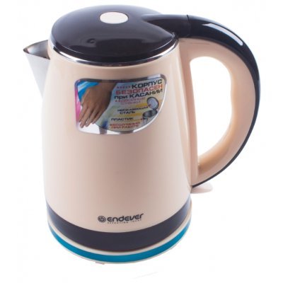 Электрический чайник Endever Skyline KR-240 бежевый (80167) Электрический чайник Endever Skyline KR-240 бежевый (80167)Электрические чайники Endever<br>чайник<br>объем 1.8 л<br>мощность 2200 Вт<br>закрытая спираль<br>установка на подставку в любом положении<br>корпус из стали и пластика<br>ненагревающийся корпус<br>