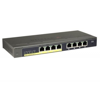 Коммутатор Netgear GS108PE (GS108PE-100EUS) Коммутатор Netgear GS108PE (GS108PE-100EUS)Коммутаторы Netgear<br>8-портовый 10/100/1000 Мбит/с (из них 4 порта с PoE) коммутатор ProSafe Plus с внешним блоком питания и функциями энергосбережения, управление через GUI<br>