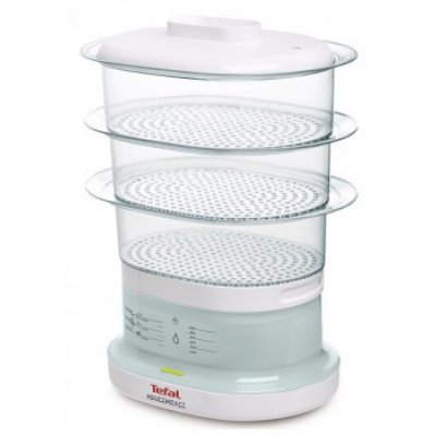 Пароварка Tefal VC1301 (VC1301) Пароварка Tefal VC1301 (VC1301)Пароварки электрические Tefal<br>три корзины, механическое управление, мощность 650 Вт, чаша для риса в комплекте<br>