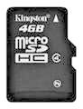 ����� ������  4GB Kingston microSDHC ����� 4  SDC4/4GBSP
