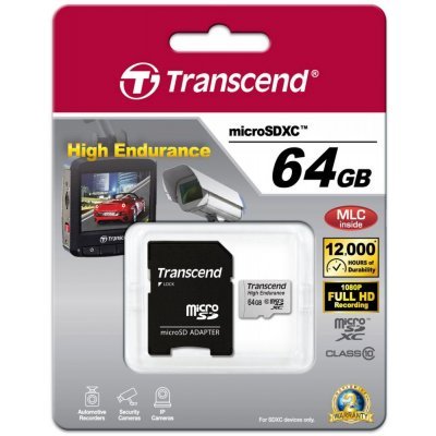 Фото Карта памяти Transcend 64GB microSDHC Card UHS-I Class 10 High Endurance TS64GUSDXC10V - #1