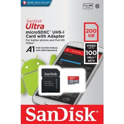    Sandisk 200GB microSDXC Class 10 Ultra (SD ) UHS-I A1 (SDSQUAR-200G-GN6MA) - #1