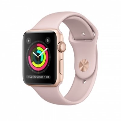 Фото Умные часы Apple Watch Series 3 38mm алюминиевый корпус золотого цвета, розовый ремешок - #1