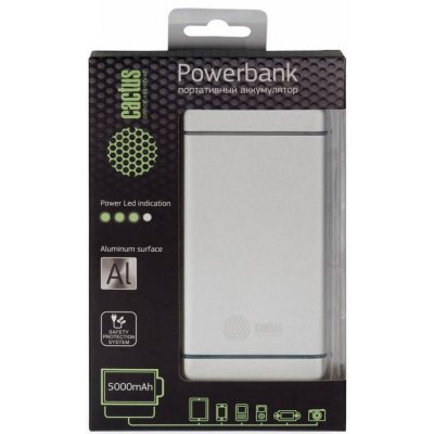 Фото Внешний аккумулятор для портативных устройств Cactus CS-PBMS028-5000AL Li-Pol 5000mAh серебристый 1xUSB - #2