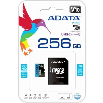 Фото Карта памяти A-Data 256GB microSDHC Class 10 UHS-I A1 100/25 MB/s (SD адаптер) - #2