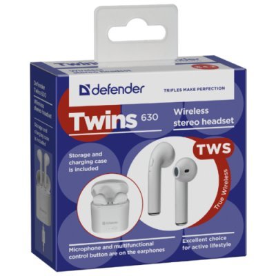 Фото Bluetooth-гарнитура Defender Twins 630 белый - #4