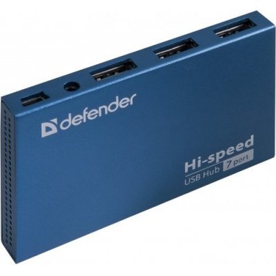 Фото USB концентратор Defender Septima Slim USB2.0, 7портов,блок питания2A - #1