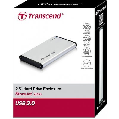 Фото Корпус для жесткого диска Transcend USB3.0 StoreJet 2.5" S Series GraySilver (Aluminum case for 2.5" HDD or SSD) - #1