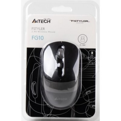 Фото Мышь A4Tech A4 Fstyler FG10 черный/серый оптическая (2000dpi) беспроводная USB (4but) - #4