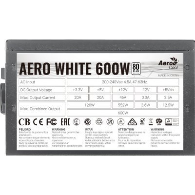 Фото Блок питания ПК Aerocool AERO WHITE 600W - #4