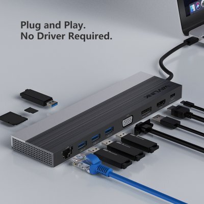 Фото Док-станция для ноутбука WavLink Docking Station USB-C 4K Universal (WL-UMD03) - #1