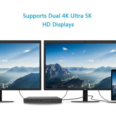 Фото Док-станция для ноутбука WavLink Docking Station USB-C&USB3.0 Ultra 5K(Dual 4K) Universal (WL-UG69DK1) - #1