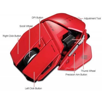 Фото Мышь Saitek Mad Catz R.A.T.9 Gloss Red (MCB437090013/02/1) - #2