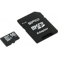 Карта памяти Silicon Power 16Gb microSDHC Class10 SP016GBSTH010V10SP + adapter
