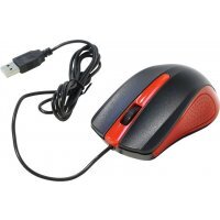 Мышь OKLICK 225M черный/красный оптическая (1200dpi) USB (2but)