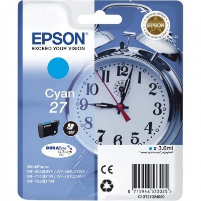Фото Картридж для струйных аппаратов Epson C13T27024020 голубой для WF7110/7610/7620 (350стр.)