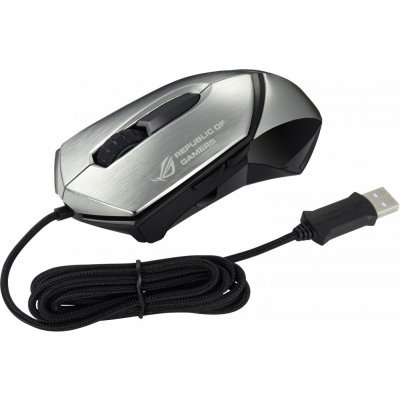 Фото Мышь ASUS ROG Eagle Eye GX1000 серебристый/черный лазерная (8200dpi) USB игровая (6but)
