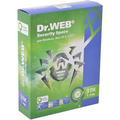 Фото Антивирусная программа для офиса Dr.Web Security Space Трешка 3 ПК/12 месяцев (AHW-B-12M-3-A3)