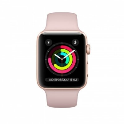 Фото Умные часы Apple Watch Series 3 38mm алюминиевый корпус золотого цвета, розовый ремешок