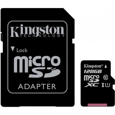 Фото Карта памяти Kingston 128Gb microSDXC Class 10 UHS-I U1 SDCS/128GB + adapter