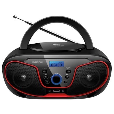 Фото Аудиомагнитола Hyundai H-PCD180 черный/красный