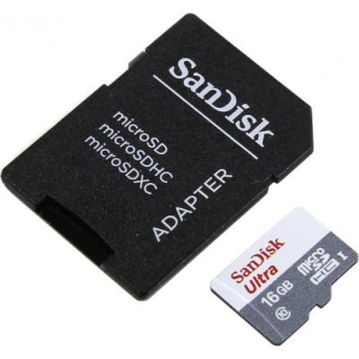    Sandisk 16Gb microSDHC Class10 SDSQUNS-016G-GN3MA Ultra 80 + adapter