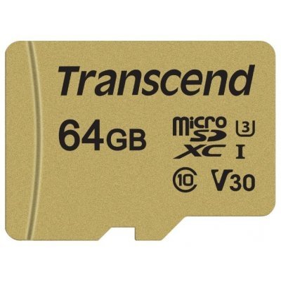    Transcend 64GB microSDXC Class 10 UHS-I U1 V30 TS64GUSD500S