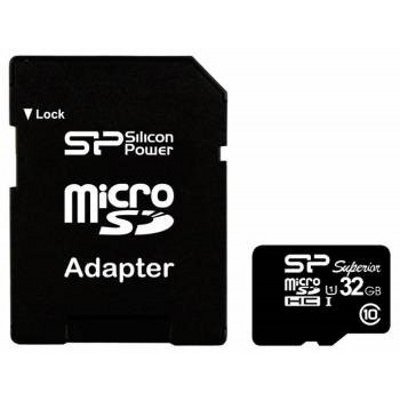    Silicon Power 32GB Superior microSDHC Class 10 UHS-I U1 (SD ) / SP032GBSTHDU1V10-SP (<span style="color:#f4a944"></span>)