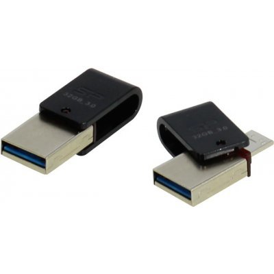 Фото USB накопитель Silicon Power 32Gb Mobile X31 OTG, USB 3.0/MicroUSB, Черный (SP032GBUF3X31V1K)
