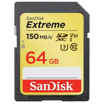    Sandisk 64GB SDXC Class 10 V30 UHS-I U3 Extreme 150MB/s SDSDXV6-064G-GNCIN