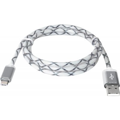 Фото Кабель USB Defender USB08-03LT USB2.0 серый, LED, AM-MicroBM, 1м
