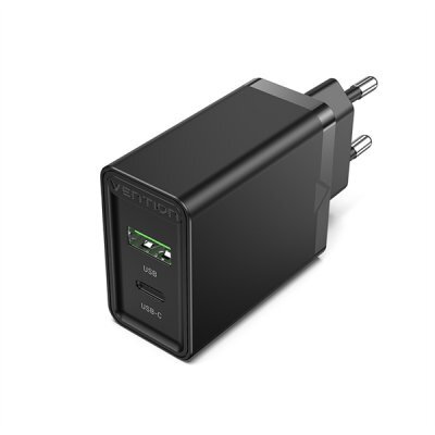    USB Vention FBBB0-EU 2-port USB(A+C) Wall Charger (18W/20W) EU-Plug Black