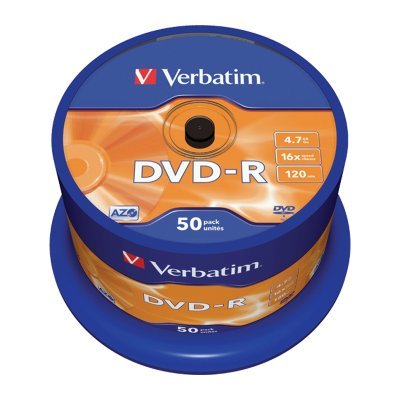 Фото Диск DVD-R Verbatim  4.7ГБ, 16x, 50шт., Cake Box, (43548),  записываемый