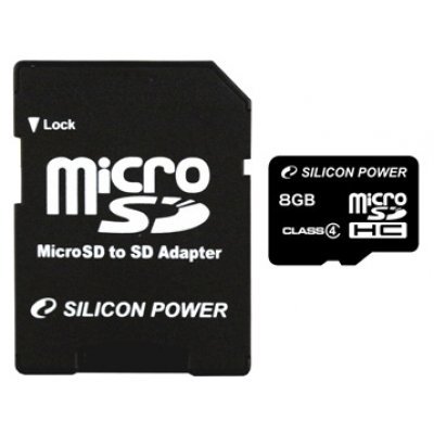 Фото Карта памяти Silicon Power 8GB microSDHC Class 4 (SD адаптер)